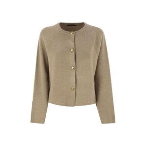 FABIANA FILIPPI Ribbed Button-Front Cardigan Women Beige Sweaters & Knitwear